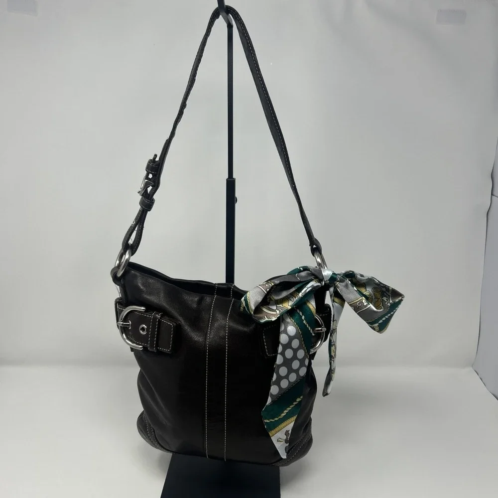 Vintage Coach Brown Leather Handbag Silver Hardware Buckle